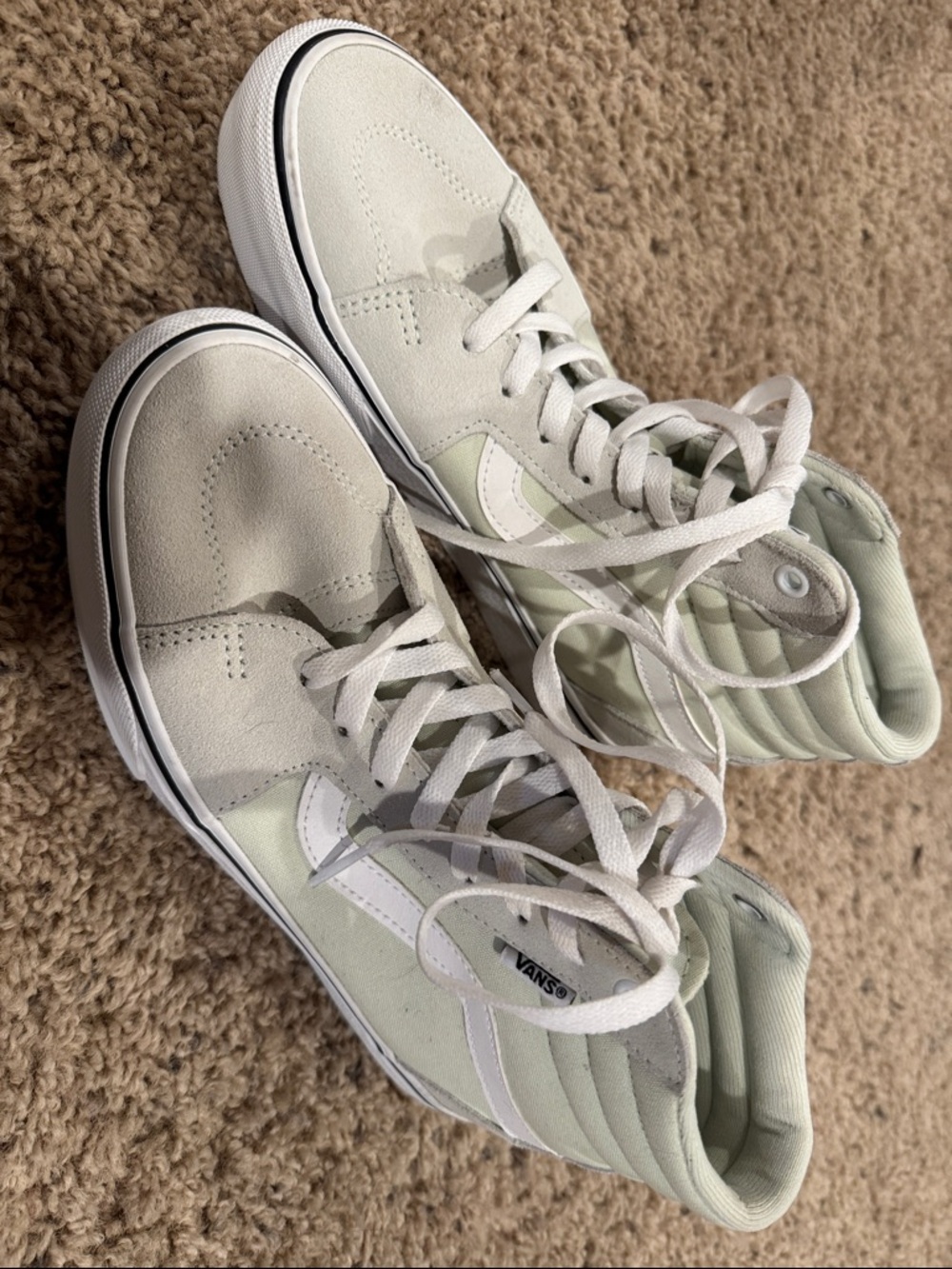 Vans High-Top Sneakers in Mint Green and White